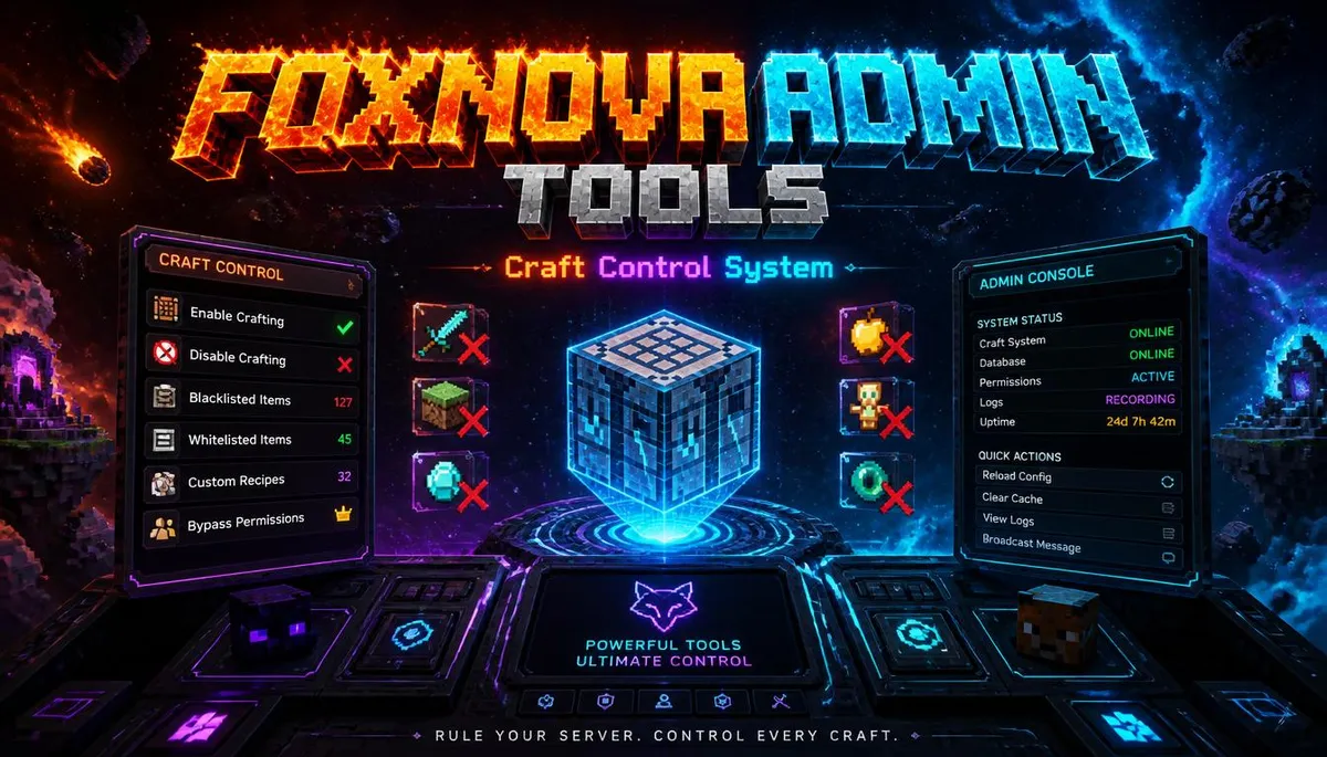 Новость FoxNova: 🛡️ FoxNova Admin Tools — полный контроль над крафтами на сервере Minecraft