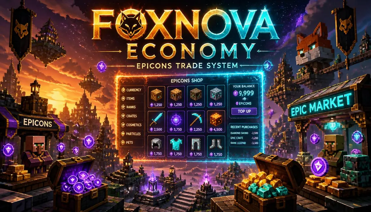 Новость FoxNova: 🪙 FoxNova Economy — игровая валюта, магазин и рынок на твоём сервере